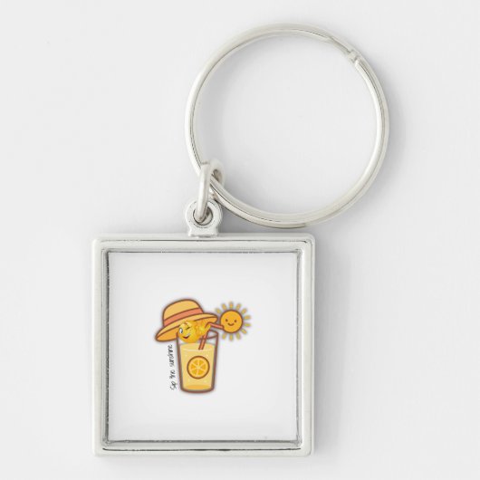 可愛い夏のレモネード漫画Tシャツ – Sunny Hat & Sunny キーホルダー (正面)