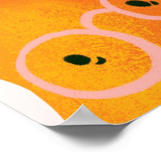 可愛い夏の継ぎ目のパターンとオレンジの梨。フー ポスター (角)