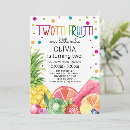 可愛い夏TWO-ttiフルーツ第2誕生日 招待状 (スタンド正面)