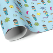 可愛い多文化生殖ファイティングドキュメントとナース ラッピングペーパー (ロールコーナー)