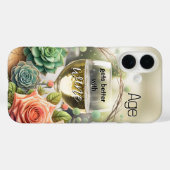 可愛い夢のようなおしゃれな花柄の白ワインのスマホケース Case-Mate iPhoneケース (裏面 (横))