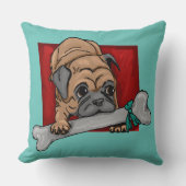 可愛い大きな骨のパグ クッション (正面)