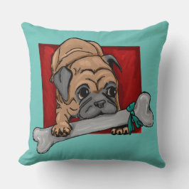 可愛い大きな骨のパグ クッション