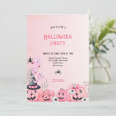 可愛い大人とキッズピンクハローウィンパーティ 招待状 (スタンド正面)
