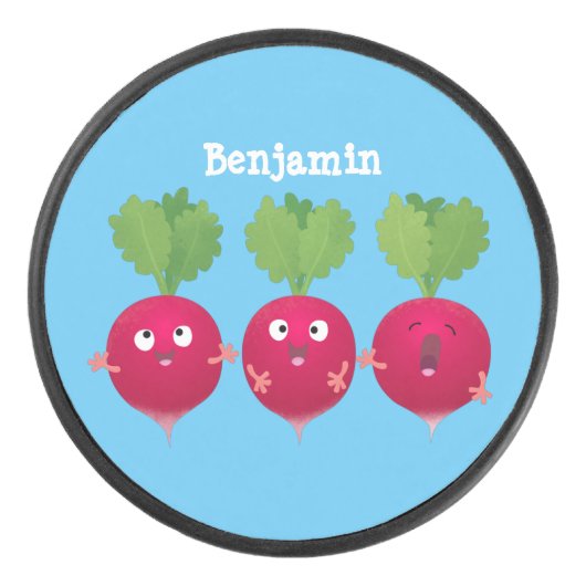 可愛い大根がトリオの漫画野菜を歌う アイスホッケーパック (正面)