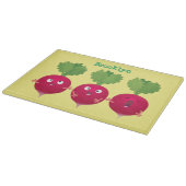 可愛い大根がトリオの漫画野菜を歌う カッティングボード (角)