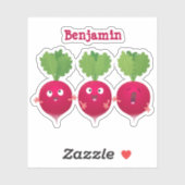 可愛い大根がトリオの漫画野菜を歌う シール (シート)