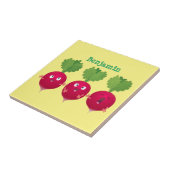 可愛い大根がトリオの漫画野菜を歌う タイル (側面)