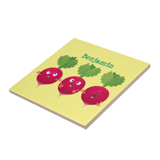 可愛い大根がトリオの漫画野菜を歌う タイル (側面)