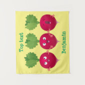 可愛い大根がトリオの漫画野菜を歌う タペストリー (正面)