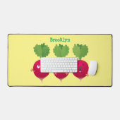 可愛い大根がトリオの漫画野菜を歌う デスクマット (キーボード&マウス)