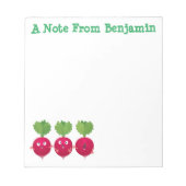 可愛い大根がトリオの漫画野菜を歌う ノートパッド (正面)