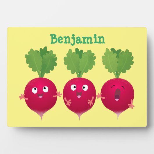 可愛い大根がトリオの漫画野菜を歌う フォトプラーク (正面)