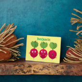 可愛い大根がトリオの漫画野菜を歌う フォトプラーク (側面)