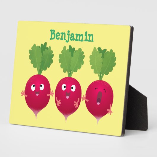 可愛い大根がトリオの漫画野菜を歌う フォトプラーク (側面)