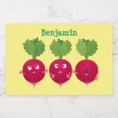 可愛い大根がトリオの漫画野菜を歌う フードラベル (シングルラベル)