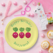 可愛い大根がトリオの漫画野菜を歌う ペーパープレート (パーティー)