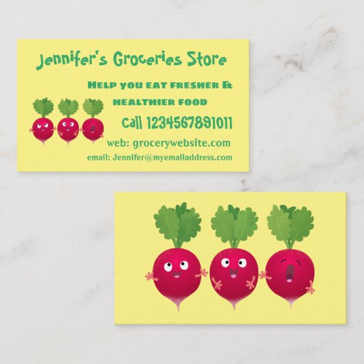 可愛い大根がトリオの漫画野菜を歌う 名刺 (正面/裏面)