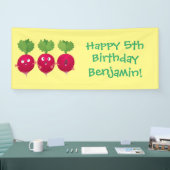 可愛い大根がトリオの漫画野菜を歌う 横断幕 (トレードショー)