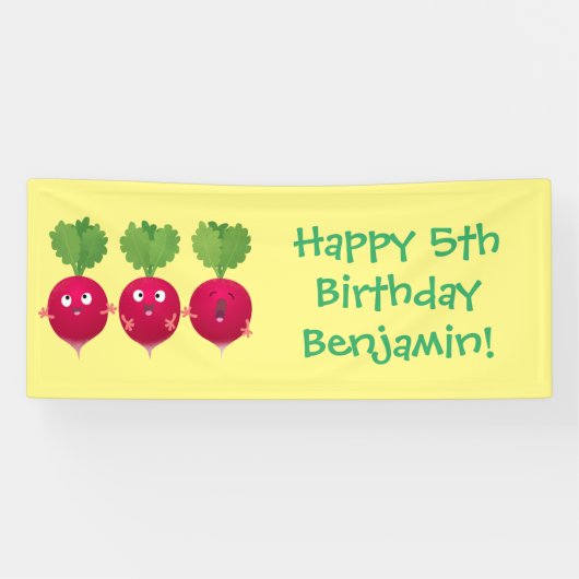 可愛い大根がトリオの漫画野菜を歌う 横断幕 (横)