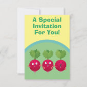 可愛い大根トリオ漫画野菜inv歌う 招待状 (裏面)