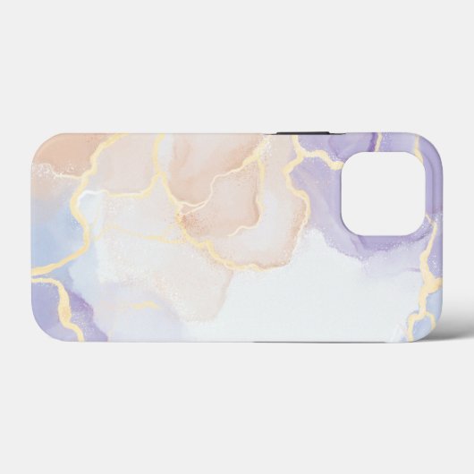 可愛い大理石パターン赤面紫金ゴールド白ピンク Case-Mate iPhoneケース (裏面 (横))