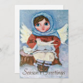 可愛い天使と鳩クリスマスホリデーカード シーズンカード (正面/裏面)