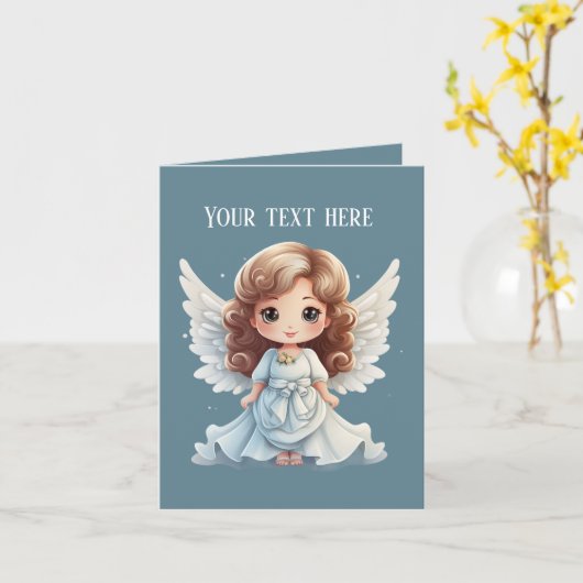 可愛い天使の宗教的なメッセージを追加 カード (黄色い花)