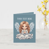 可愛い天使の宗教的なメッセージを追加 カード (黄色い花)