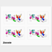 可愛い天使の赤と青の幸せな水色 長方形シール (シート)