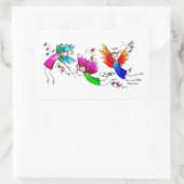 可愛い天使の赤と青の幸せな水色 長方形シール (バッグ)