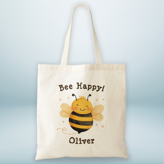 可愛い太い（昆虫）マルハナバチ「Bee Happy」 トートバッグ