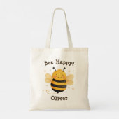 可愛い太い（昆虫）マルハナバチ「Bee Happy」 トートバッグ (裏面)