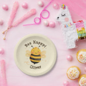 可愛い太い(昆虫)マルハナバチ「Bee Happy」 ペーパープレート (パーティー)