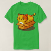 可愛い太った猫の箱漫画 Tシャツ (デザイン正面)