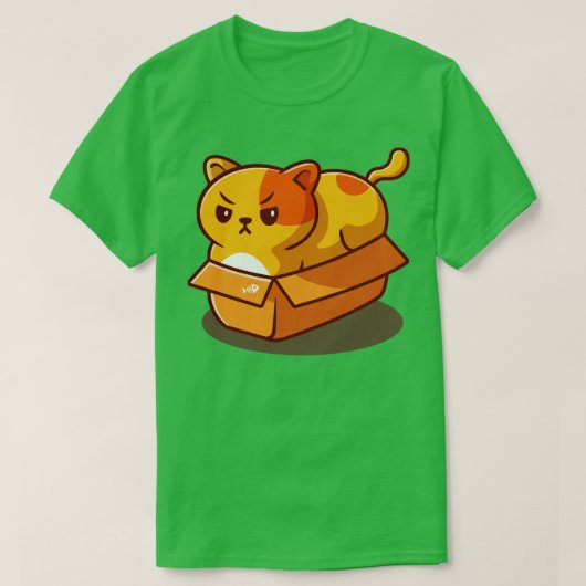 可愛い太った猫の箱漫画 Tシャツ (デザイン正面)