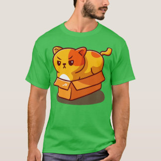 可愛い太った猫の箱漫画 Tシャツ