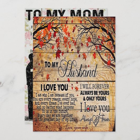 可愛い夫への手紙 |素敵なホリデーギフト シーズンカード (正面/裏面)