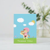 可愛い女の子が馬に乗っ感謝していたのはがき ポストカード (スタンド正面)