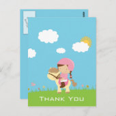 可愛い女の子が馬に乗っ感謝していたのはがき ポストカード (正面/裏面)