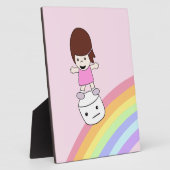 可愛い女の子とマーシュマロのプラークwエーゼル フォトプラーク (側面)