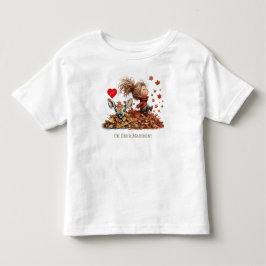 可愛い女の子と子鹿と落ち葉 トドラーTシャツ