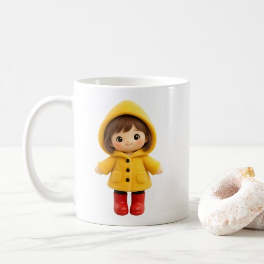 可愛い女の子のキャラクター コーヒーマグカップ (ドーナツ)
