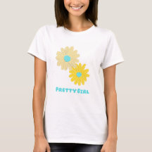 可愛い女の子の花のTシャツ