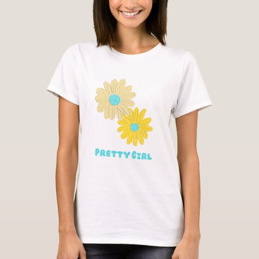 可愛い女の子の花のTシャツ Tシャツ (正面)