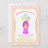 可愛い女の子の3歳の誕生日招待状 招待状 (正面)