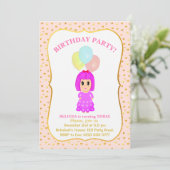可愛い女の子の3歳の誕生日招待状 招待状 (スタンド正面)