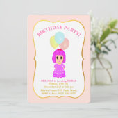 可愛い女の子の3歳の誕生日招待状 招待状 (スタンド正面)