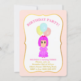 可愛い女の子の3歳の誕生日招待状 招待状