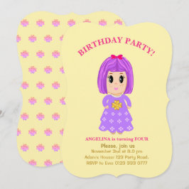 可愛い女の子の4歳の誕生日招待状 招待状